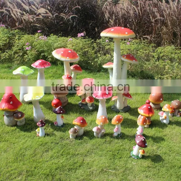 Artificial Ladybug Fairy Mushroom Statue for Garden Decor photo-6