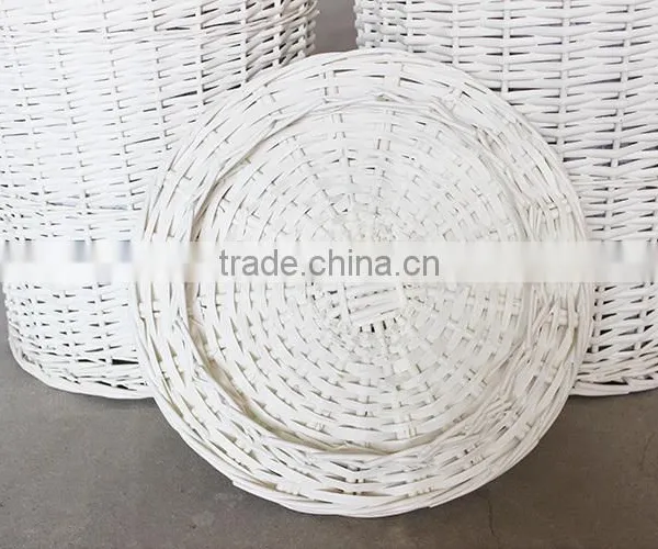 Large Home Cheap Unique Round Storage Wicker White Wash Laundry Basket photo-4