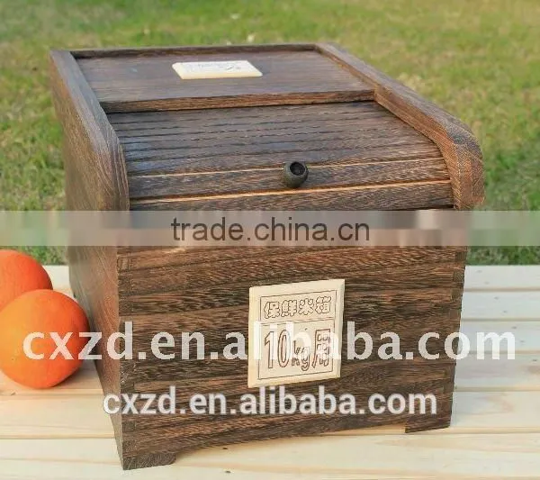 Natural Handmade High Quality Wood Rice Box With Rolling Shutter Cover, Food Storage Box photo-4