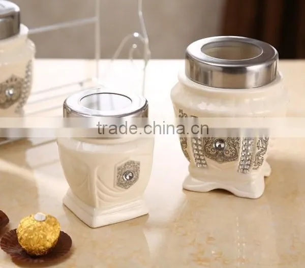 Caremic Canister Set With Stainless Metal Stand photo-6