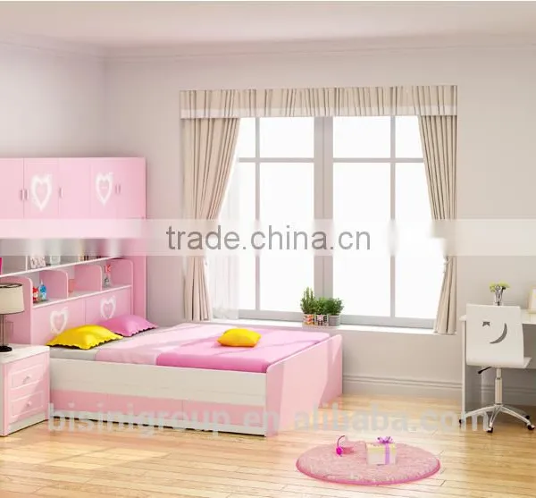 Pink and Blue Bed Children Bedroom Furniture Storage Multifuntional Combined-bed for Kids photo-3