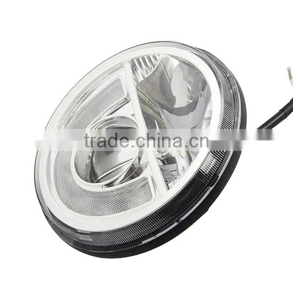 DOT E-mark 7 " H4 Head Light With Haol and DRL 7 Inch Round CREA Black LED Projector Headlight for Jeap JK TJ LJ CJ Defender photo-3