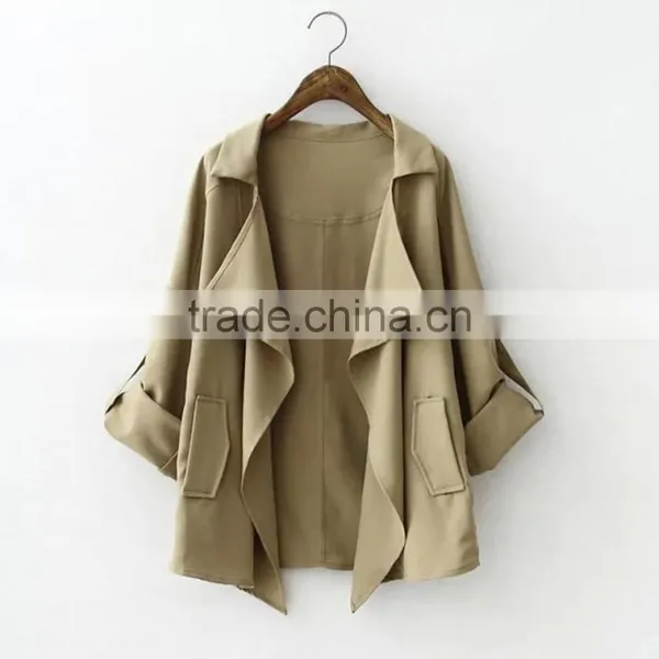 2016 Spring European and American Style Turn-down Collar Loose Fit Jacket for Women photo-2