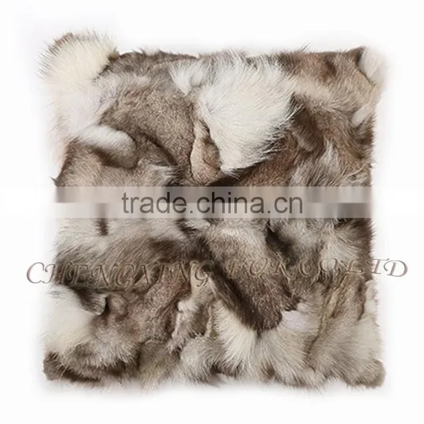 CX-D-101B Home Decoration Pillow Patchwork Real Fox Fur Cushion Cover photo-4