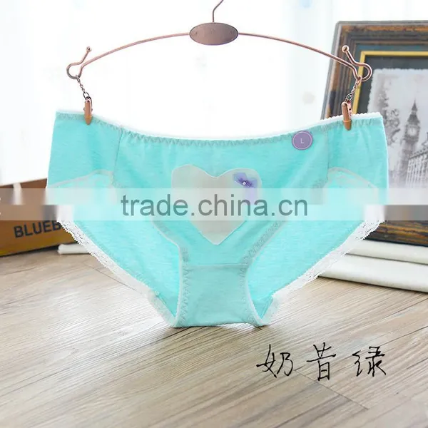 Women Low Waist Cotton Underwear Lace Love Students Teen Girls Briefs Panty photo-6