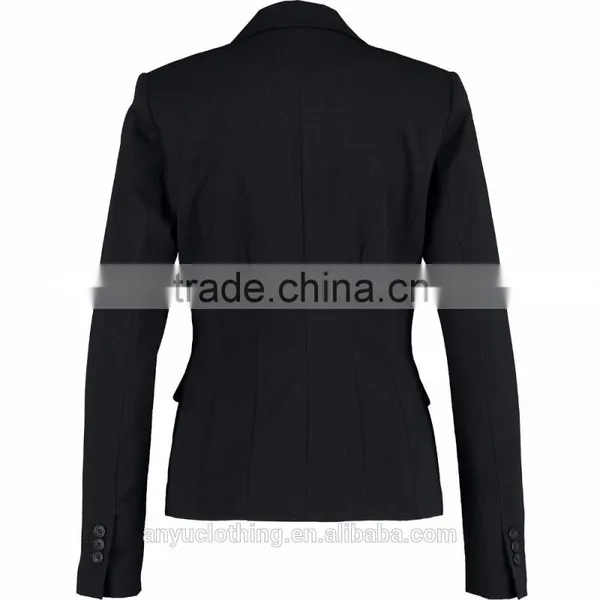2017 New Design Slim Fitted Black Polyester Pinstripe Blazer for Ladies photo-2