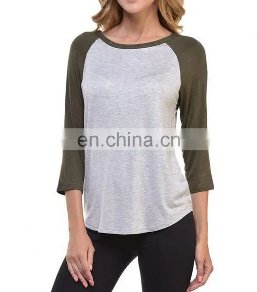Girl New Raglan Sleeve Baseball Plain Team Sports T-Shirt photo-4