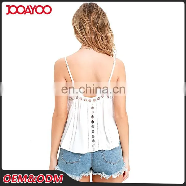 Customized Sleeveless Ivory Sheer Lace Woman Facny Tank Tops V-neck Sexy Strap Crop Lady Girls Top photo-4