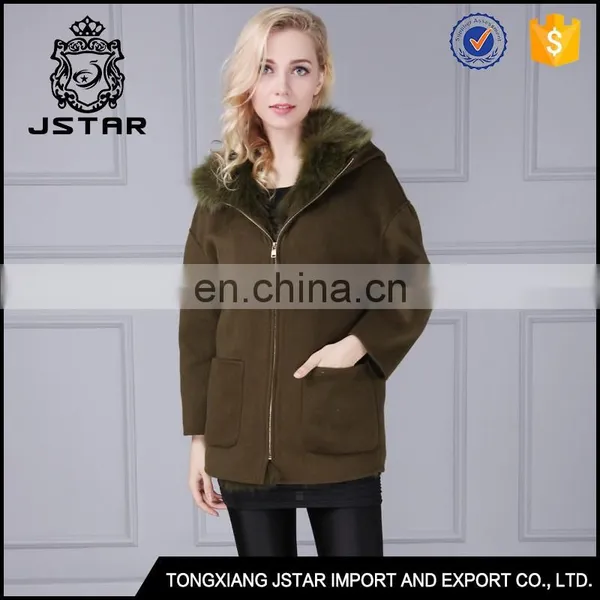 High Fashion Cashmere Coat Womens With Fur Collar and Lined photo-6