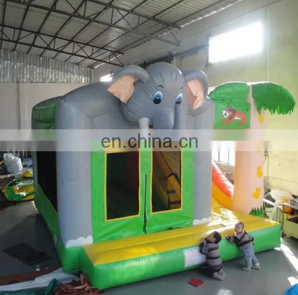 Palm Tree With Elephant Cartoon Commercial Inflatable Bouncer Combo for Kids On Sale photo-5