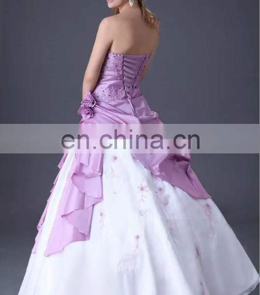 Grace Karin Long Strapless Purple and White Burgundy Quinceanera Dresses Cheap CL2519 photo-4