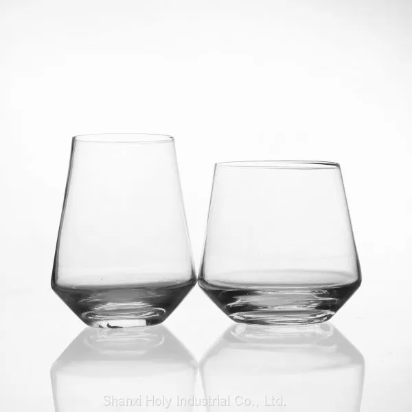 China Wholesale Hot Sale Handmade Clear Water Glass Lead Free Cheap Juice Glass Stemless Wine Glass
