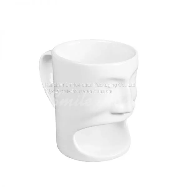 White Ceramic Biscuit and Milk Mug With the Handle