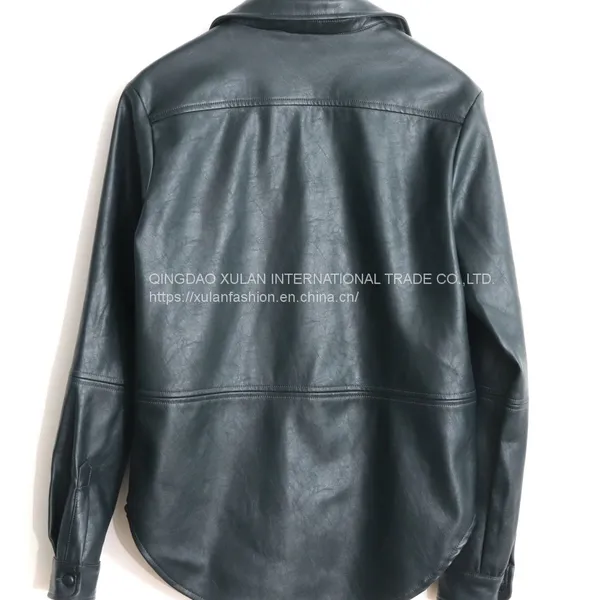HOT SALE 2021 NEW FASHION LADIES'FAUX LEATHER PU SHIRT JACKET photo-4