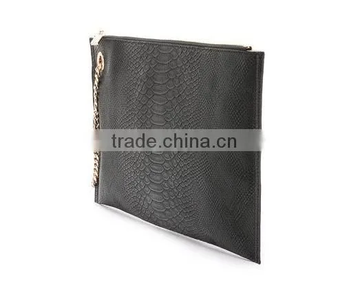Slim Snake Print/skin Leather Women Clutch Bag Handbag With Wrist Chain photo-4
