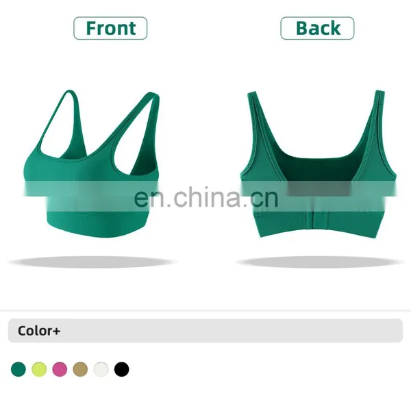 Custom Rib Adjustable Buckle Sports Bras Backless Gym High Impact Yoga Top photo-4