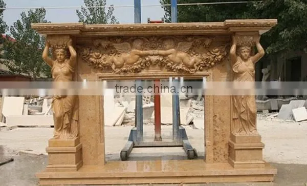 Wholesale Beige Marble Stone Fireplace For Indoor photo-4