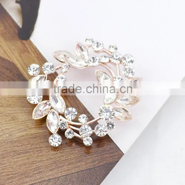 Fashion Cheap Brooch Leaves Circle Brooch Multi Color Crystal Jewelry photo-2
