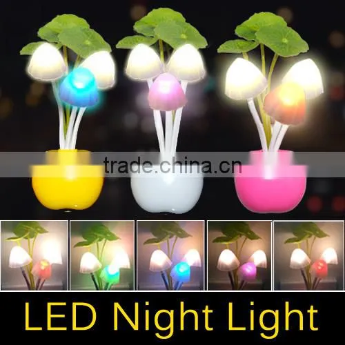 EU US Plug Electric Induction Dream Mushroom Fungus Lamp 3 LEDs Nightlight Bulb Home Decor LED RGB Breathing Night Lights 1pcs