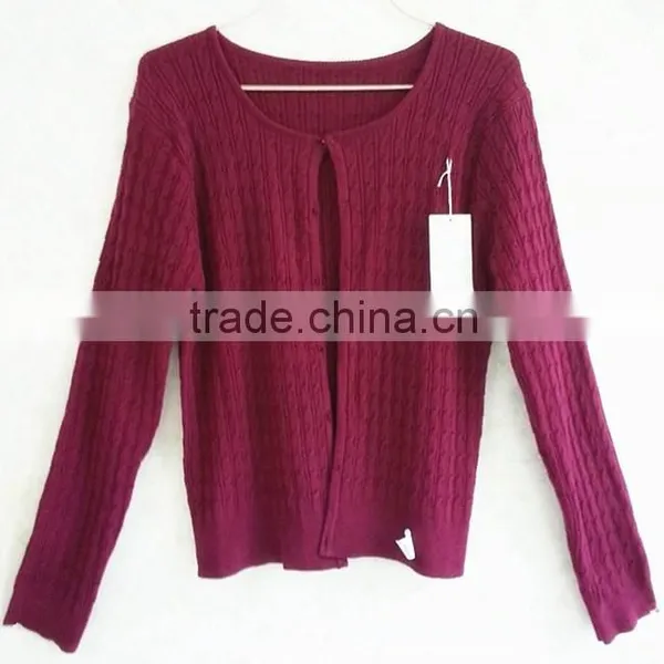 Lady Wool Knitting Wear Jacquard Long Sleeve Sweater Cardigan photo-3