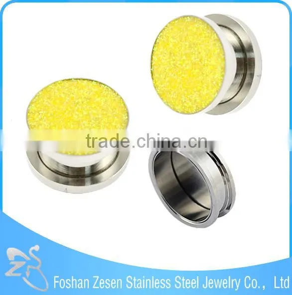 Surgical Steel Body Piercing Jewelry Glitter Powder Eyelets Ear Tunnels photo-4