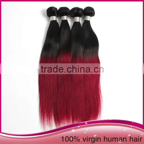 22"Ombre Straight Wave Human Hair Brazilian Italian Weave Human Hair Extension photo-4