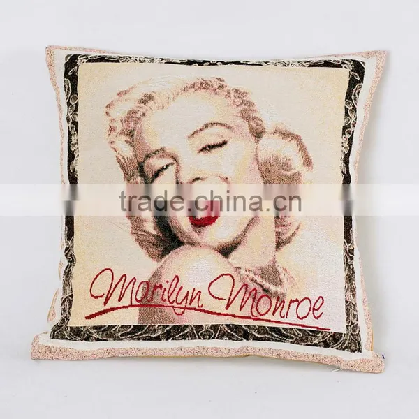 2016 Hotsale 100% Cotton Wholesale Printed Portrait Cushion, Black and White Jacquard Cushion photo-6