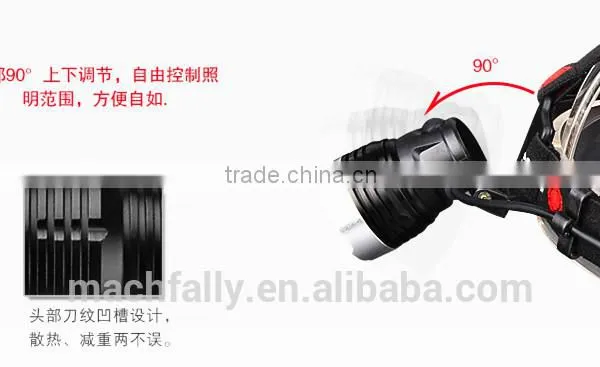 2015 China Wholesale Best Sell Outdoor Plastic And Aluminum Led Headlamp With Rechargeable Function T6 Led Headlamp photo-4