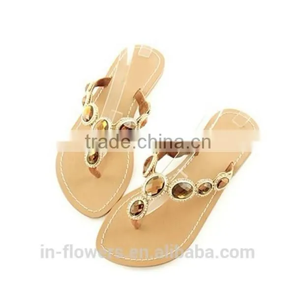 New Womans Artificial Stone Toe Post Ladies Slippers Sandals 2015 photo-4