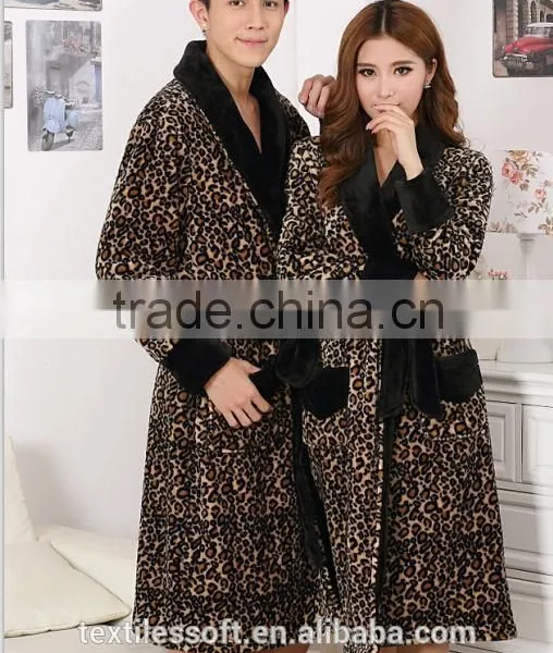 2015 New Design Coral Fleece Sexy Leopard Bathrobe photo-5