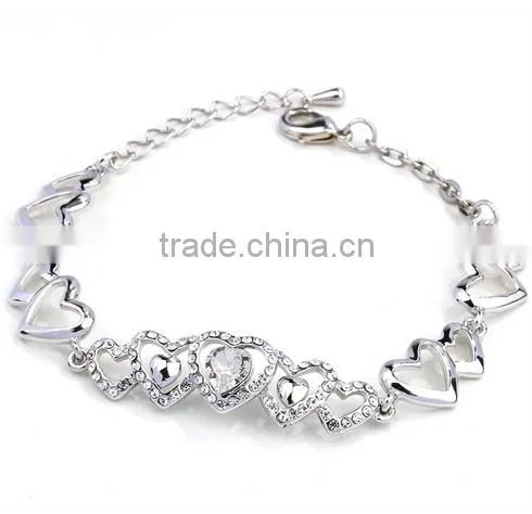 Luxy Heart Shape Bracelet,AB Rhinestone Bracelet For Women photo-6