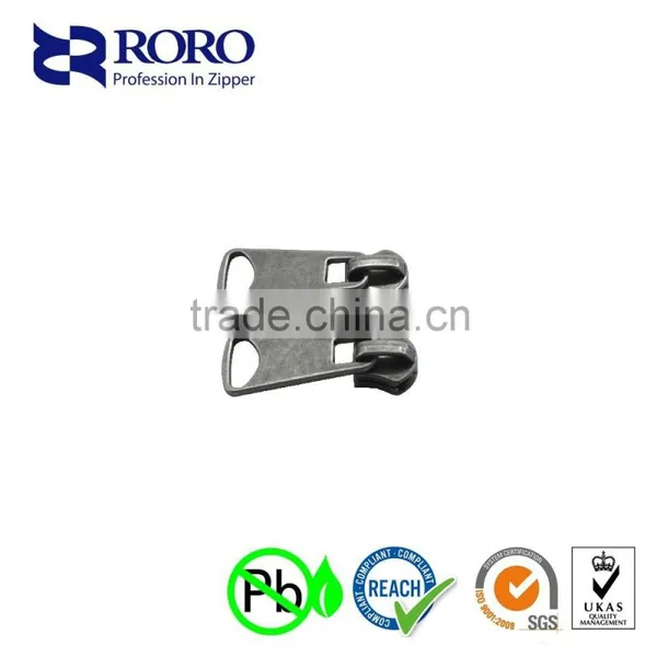 RORO1523#5 Zinc Alloy Silver White Plastic Zipper Silder and Puller Design