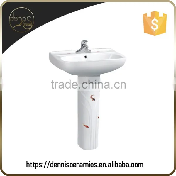 DNS L-60201 Fish Pattern Ceramic Color Wash Basin Sink