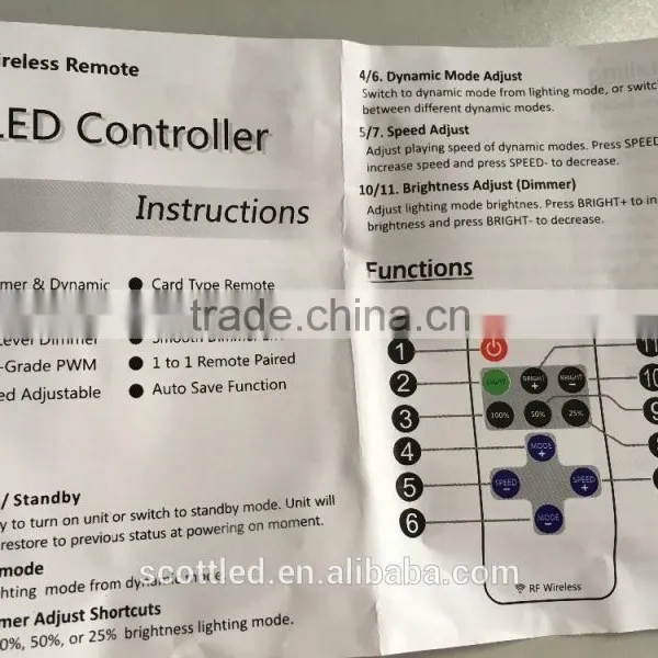 Mini RF Wireless Led Dimmer Switch Controller for RGB Led Strip Light Quality Choice photo-3