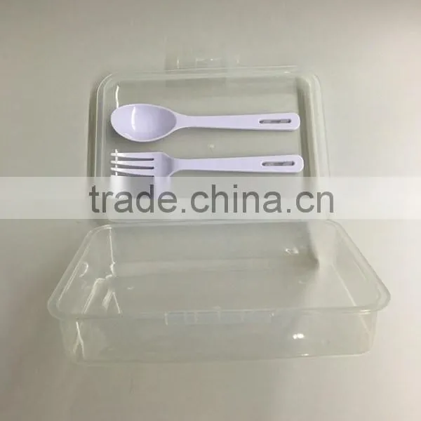 PP lunch box with spoon and fork