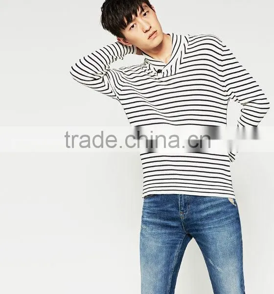 STRIPED SHAWL COLLAR SWEATER Striped knit Shawl collar Long sleeves