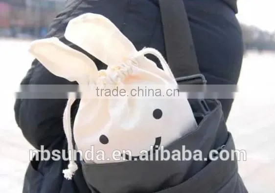 Printing Rabbit Shaped Good Quality Cheap Price Cotton Drawstring Bag photo-3