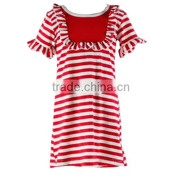 The Latest Fashions Children's Boutique Clothing Stripe Little Baby Girls Dress Pure Cotton Ruffle Dress photo-3