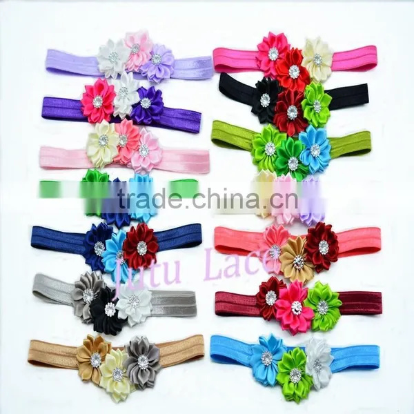 New Hot Sale!! Head Band With 3 Satin Flowers for Hair Accessories photo-3