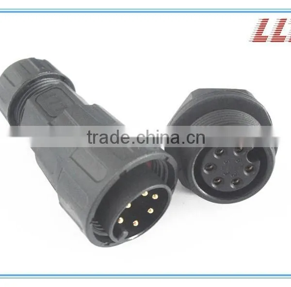 6 Poles 20A Female Panel Mount Socket With Male Cable Connector photo-2
