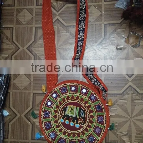 Multicolor Embroidered Handmade Cotton Embroidered Elephant Cotton Fabric Hippe Shoulder Bag photo-2