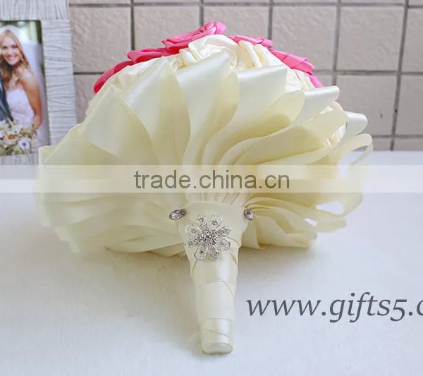 Custom Made Lovely Pink White Wedding Bouquet in Handmade photo-2