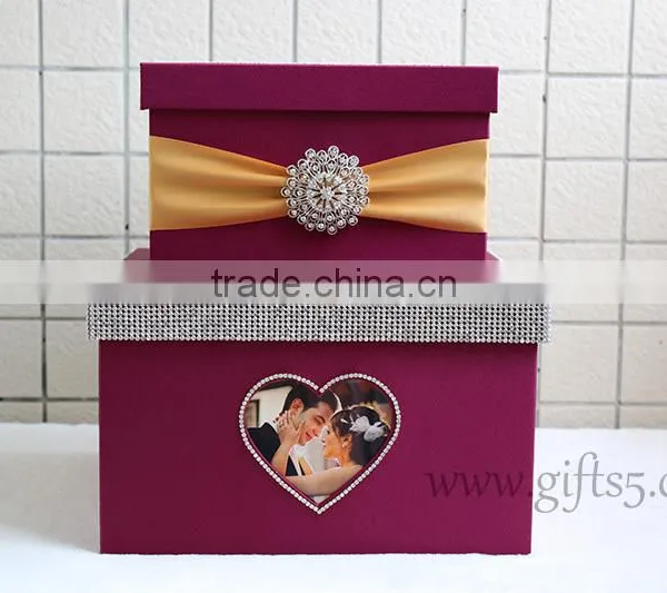 Personalised Purple Wedding Box Wedding Card Box With Photo Frame photo-3