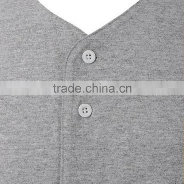 Grey Custom Active Short Sleeve Button Blank Men Baseball Jersey photo-3