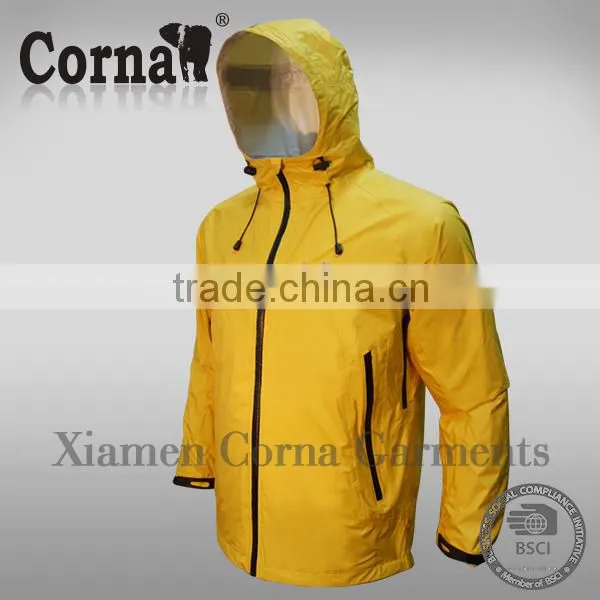 2015 New Arrival Windproof Man Hooded Yellow Shiny Down Jacket photo-2