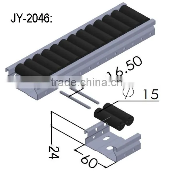 JY-2046D|Black ESD Plastic Wheel Roller Track|Small Conveyor Belt Roller Track photo-2