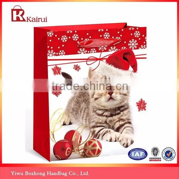 Promotional Christmas Gift Paper Bag With Ribbon Handle photo-3