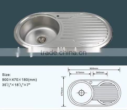 90*47CM Undermout Round Bowl Stainless Steel Kitchen Sink photo-2