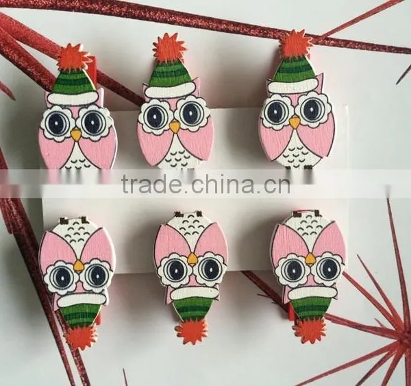 Wooden Decoration Wooden Pegs,decoration Clips Owls Pegs Gifts photo-2