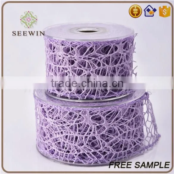 Elegant Purple Velvet Poly Web Sheer Thick Ribbon photo-2
